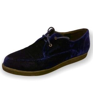 Deena And Ozzy Velvet Blue Shoes, Lace Up Oxfords, Women’s Size 8, Great Cond